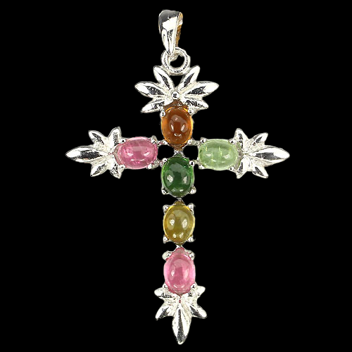 Pendentif Croix Tourmaline Cabochon