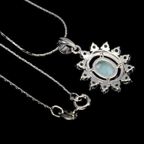 Pendentif topaze bleue Larimar avec Collier 