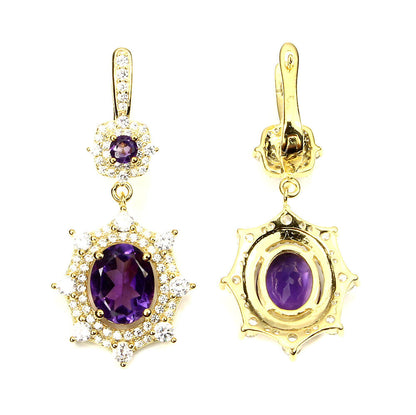 Amethyst Ohrringe Silber gelbvergoldet - INARA