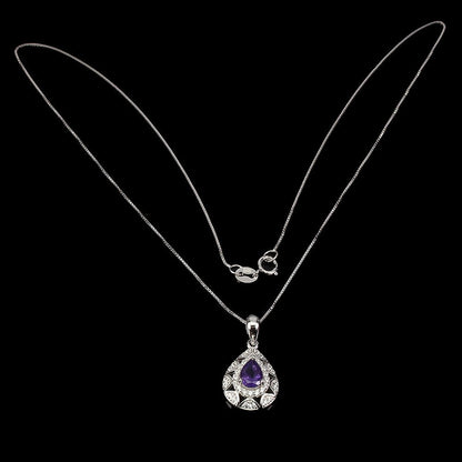 Amethyst Anhänger mit Halskette Silber - INARA