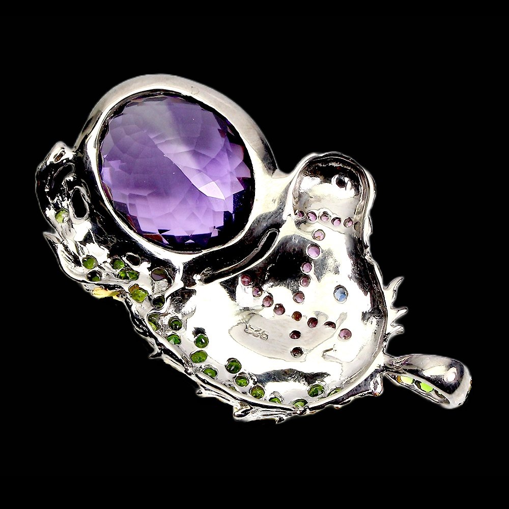 Amethyst Chromdiopsid Rhodolit Pferd Anhänger Silber - INARA