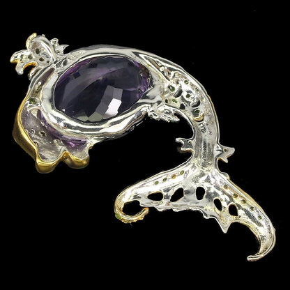 Amethyst Chromdiopsid Saphir Fisch Anhänger Silber - INARA