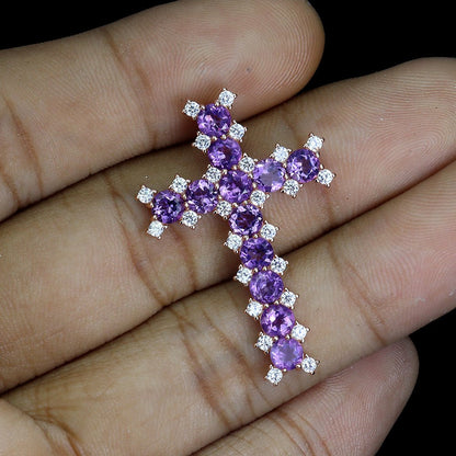 Amethyst Kreuz Anhänger Silber - INARA