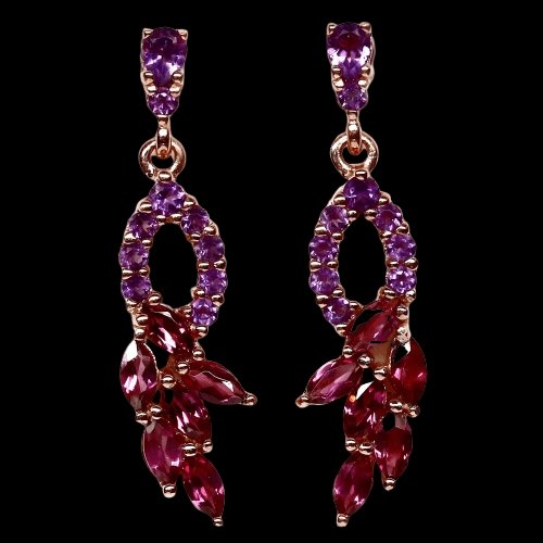 Amethyst Rhodolit Ohrringe Silber - INARA