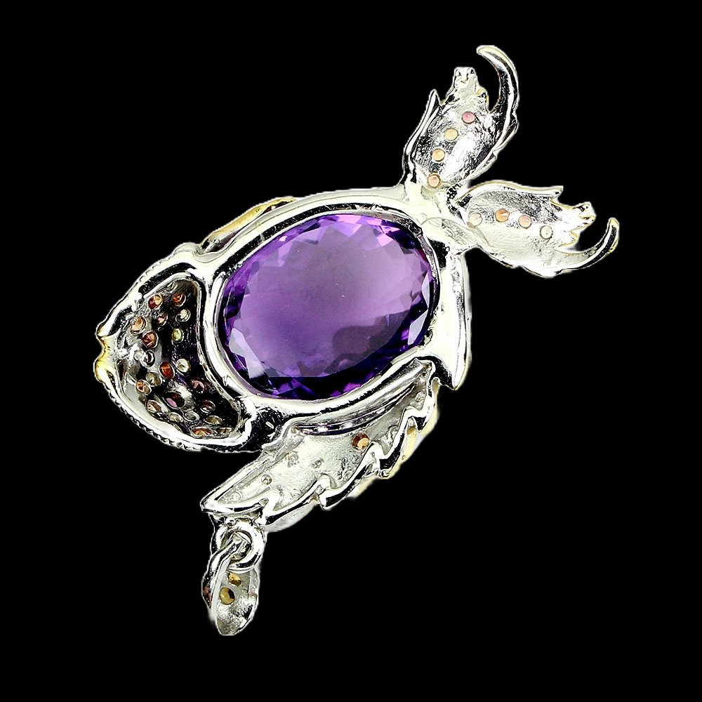 Amethyst Rhodolit Saphir Fisch Anhänger Silber - INARA