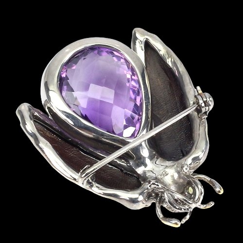 Amethyst Rhodolit Saphir Käfer Anhänger Brosche Silber - INARA