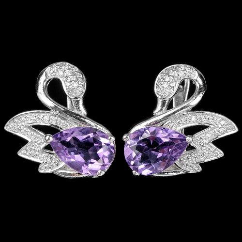 Amethyst Schwan Ohrringe Silber - INARA