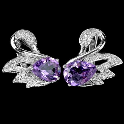 Amethyst Schwan Ohrringe Silber - INARA