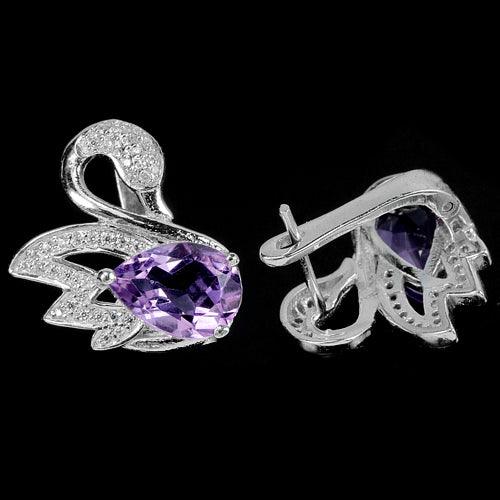 Amethyst Schwan Ohrringe Silber - INARA