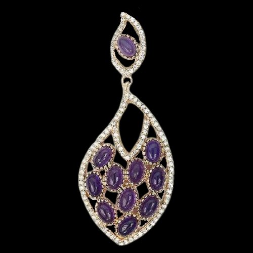 Anhänger Amethyst Cabochon 925 Silber 585 Roségold vergoldet Silber - INARA