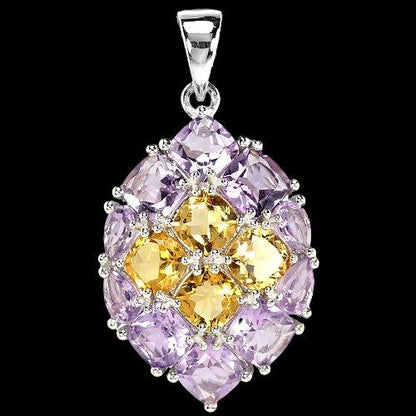 Anhänger Amethyst Citrin Antikschliff 925 Silber 585 Weißgold vergoldet Silber - INARA