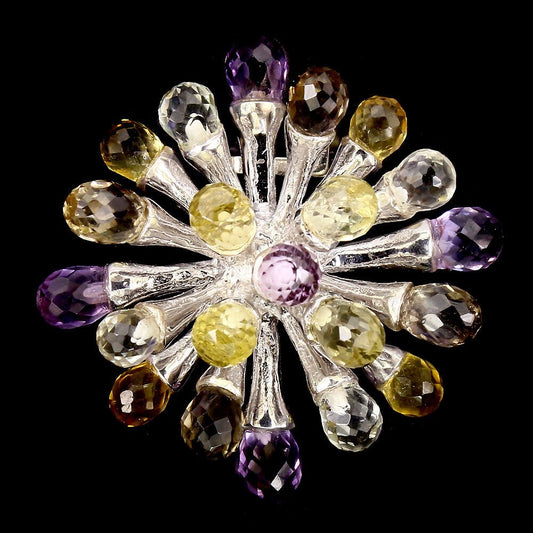 Anhänger Amethyst Prasiolith Lemonquarz 925 Silber 585 Weißgold vergoldet Silber - INARA