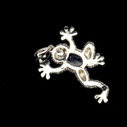 Anhänger Frosch Tansanit Cabochon 925 Silber 585 Weißgold vergoldet Silber - INARA