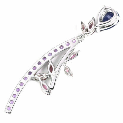 Anhänger Saphir blau Rhodolit Amethyst 925 Silber 585 Weißgold vergoldet Silber - INARA