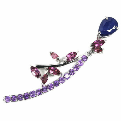 Anhänger Saphir blau Rhodolit Amethyst 925 Silber 585 Weißgold vergoldet Silber - INARA