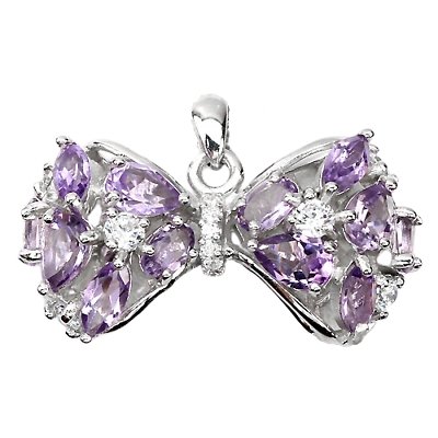 Anhänger Schleife Amethyst 925 Silber 585 Weißgold vergoldet Silber - INARA