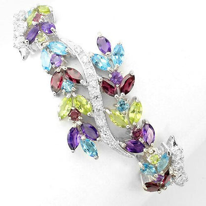 Armband Amethyst Blautopas Peridot Rhodolit 925 Silber 585 Weißgold vergoldet Silber - INARA