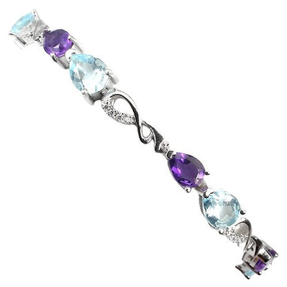 Armband Amethyst Blautopas Sky Blue 925 Silber 585 Weißgold vergoldet Silber - INARA