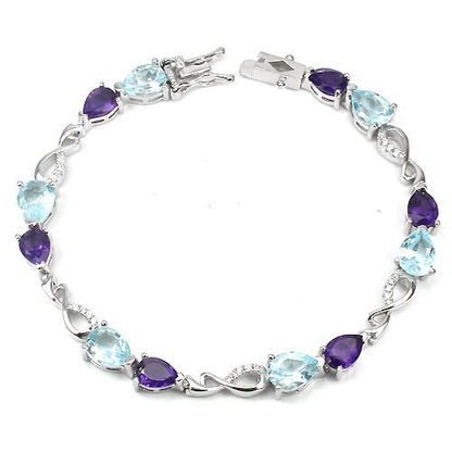 Armband Amethyst Blautopas Sky Blue 925 Silber 585 Weißgold vergoldet Silber - INARA