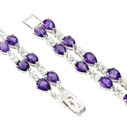 Armband Amethyst Weißtopas 925 Silber 585 Weißgold vergoldet Silber - INARA