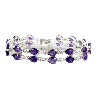 Armband Amethyst Weißtopas 925 Silber 585 Weißgold vergoldet Silber - INARA