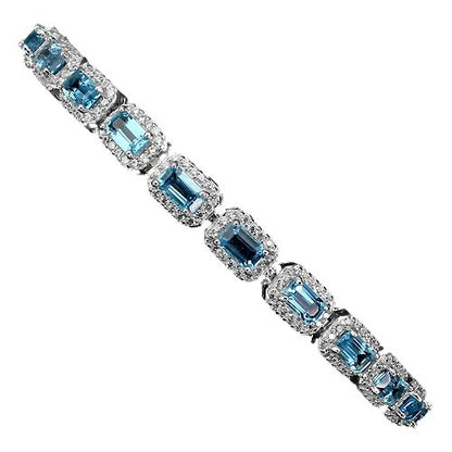 Armband Blautopas London Blue 6x4 mm 925 Silber 585 Weißgold vergoldet Silber - INARA