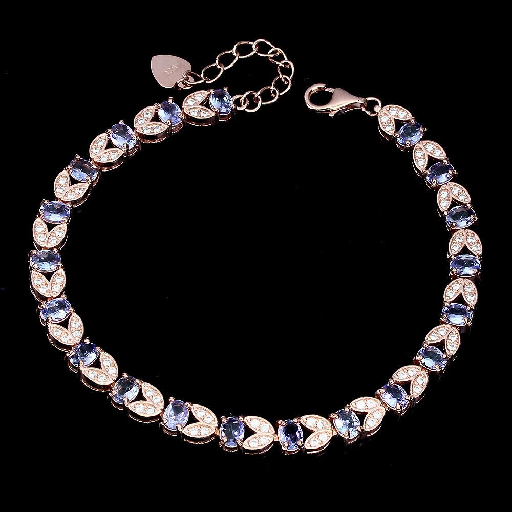 Armband Blume Tansanit 925 Silber 585 Roségold vergoldet Silber - INARA