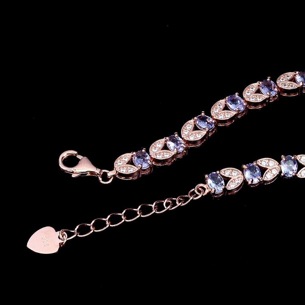 Armband Blume Tansanit 925 Silber 585 Roségold vergoldet Silber - INARA