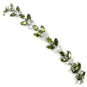 Chromdiopsid Armband aus weißvergoldetem Silber - INARA