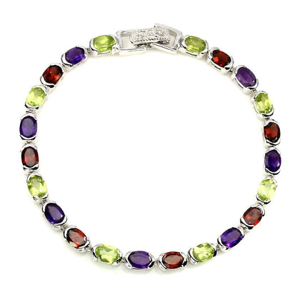 Armband Peridot Granat Amethyst 925 Silber 585 Weißgold vergoldet Silber - INARA