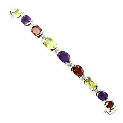 Armband Peridot Granat Amethyst 925 Silber 585 Weißgold vergoldet Silber - INARA