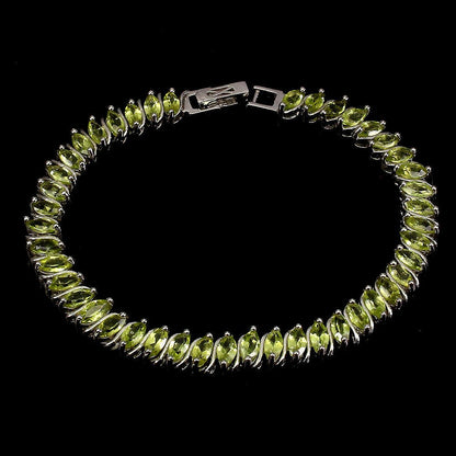 Armband Peridot Navetteschliff 925 Silber 585 Weißgold vergoldet Silber - INARA