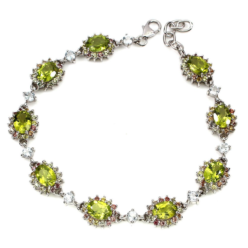 Armband Peridot Saphir Aquamarin 925 Silber 585 Weißgold vergoldet Silber - INARA