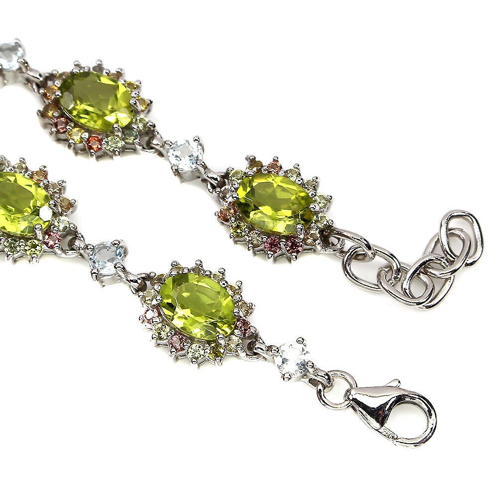 Armband Peridot Saphir Aquamarin 925 Silber 585 Weißgold vergoldet Silber - INARA