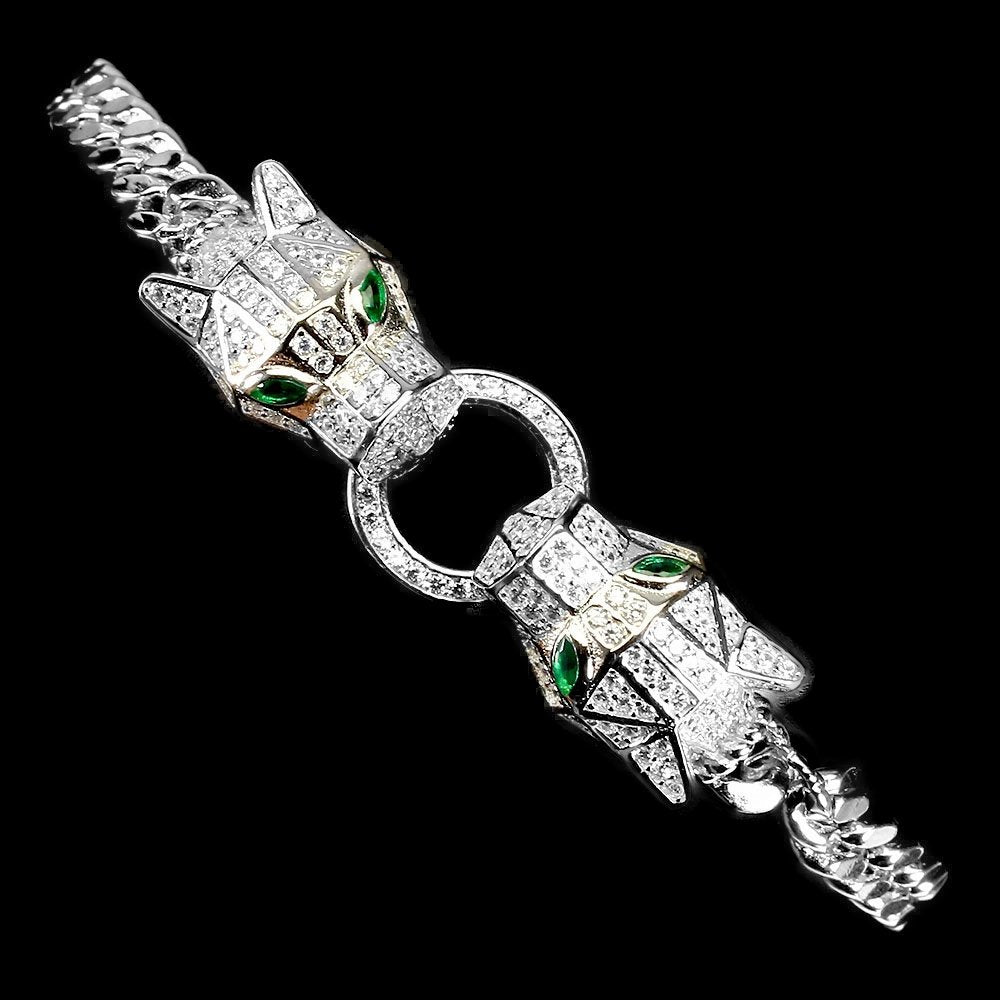 Armband Raubkatze Zirkonia 925 Silber 585 Weißgold vergoldet Silber - INARA