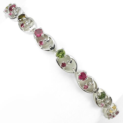 Armband Turmalin rosa grün 925 Silber 585 Weißgold vergoldet Silber - INARA