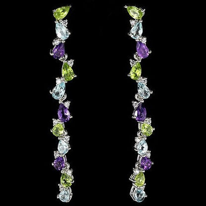 Blautopas Peridot Amethyst Ohrringe Silber - INARA