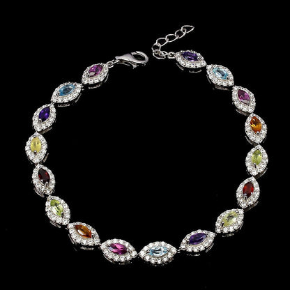 Blautopas Rhodolit Amethyst Saphir Peridot Granat Armband Silber - INARA