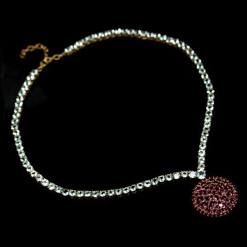 Blautopas Rhodolit Collier Silber - INARA