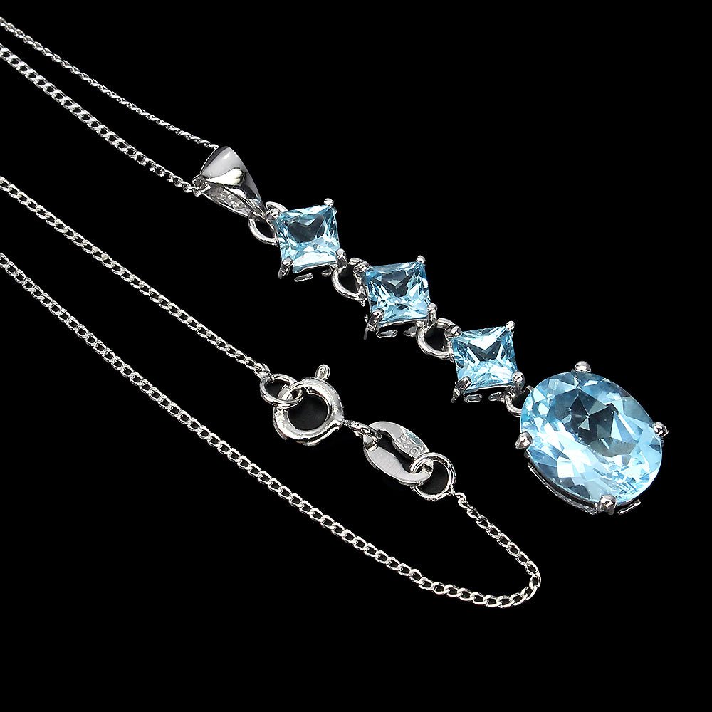 Blautopas Sky Anhänger mit Halskette Silber - INARA