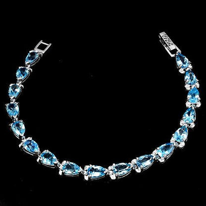 Blautopas Swiss Blue Armband Tropfenschliff Silber - INARA