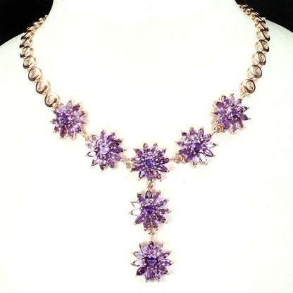 Collier Halskette Amethyst 925 Silber 585 Roségold vergoldet Silber - INARA