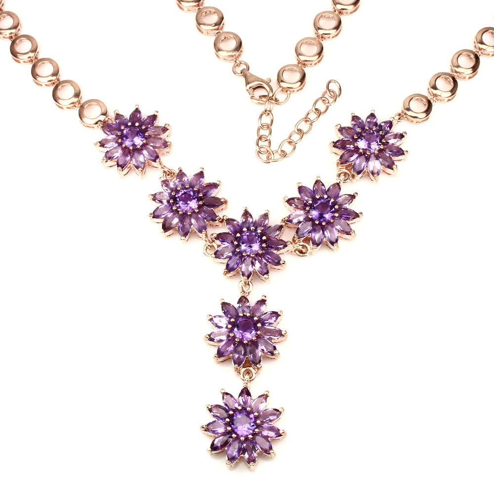 Collier Halskette Amethyst 925 Silber 585 Roségold vergoldet Silber - INARA