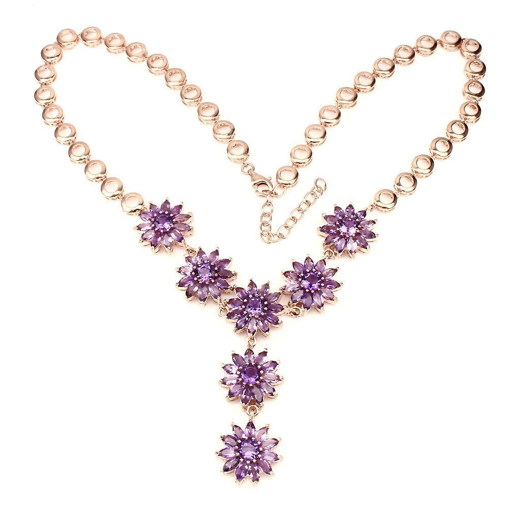 Collier Halskette Amethyst 925 Silber 585 Roségold vergoldet Silber - INARA