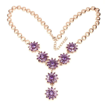 Collier Halskette Amethyst 925 Silber 585 Roségold vergoldet Silber - INARA