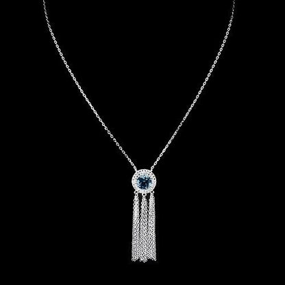 Collier Halskette Blautopas London Blue 925 Silber 585 Weißgold vergoldet Silber - INARA