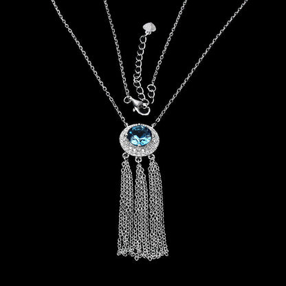 Collier Halskette Blautopas London Blue 925 Silber 585 Weißgold vergoldet Silber - INARA