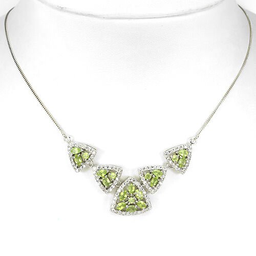 Collier Halskette Peridot 925 Silber 585 Weißgold vergoldet Silber - INARA