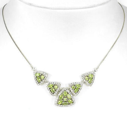 Collier Halskette Peridot 925 Silber 585 Weißgold vergoldet Silber - INARA