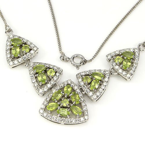 Collier Halskette Peridot 925 Silber 585 Weißgold vergoldet Silber - INARA